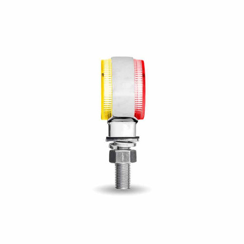 Trux Clear Amber/Red Clearance Marker 1.8″ Mini Double Face Round Light with Reflector LEDs – 12 Diodes