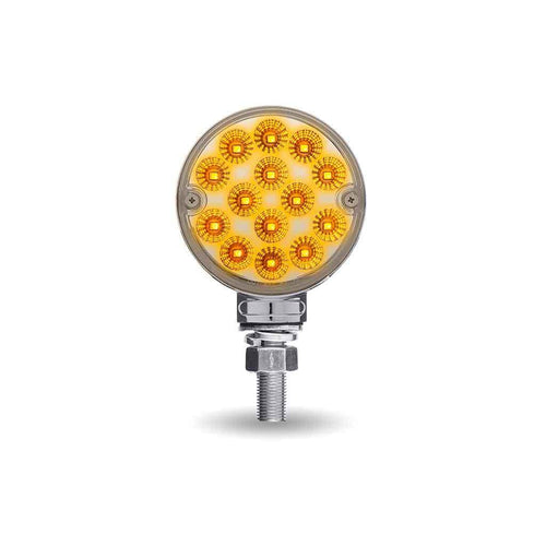 Trux Amber/Red Turn & Marker to Purple Auxiliary 3″ Mini Double Face Round Light with Reflector LEDs – 28 Diodes
