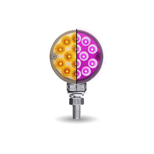 Trux Amber/Red Turn & Marker to Purple Auxiliary 3″ Mini Double Face Round Light with Reflector LEDs – 28 Diodes