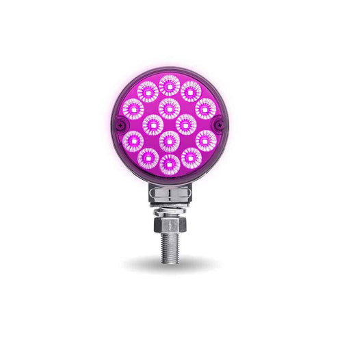 Trux Amber/Red Turn & Marker to Purple Auxiliary 3″ Mini Double Face Round Light with Reflector LEDs – 28 Diodes