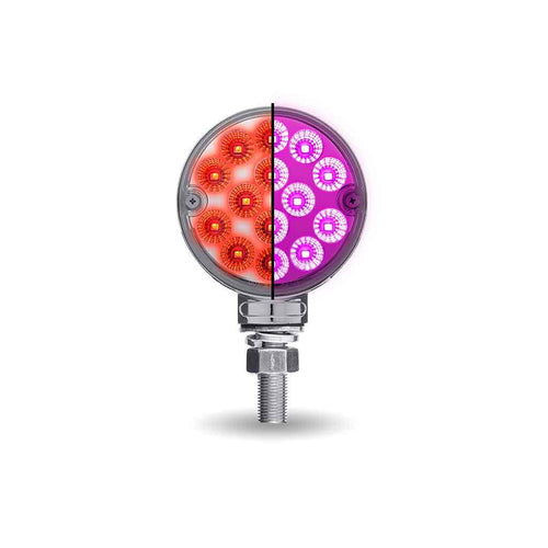 Trux Amber/Red Turn & Marker to Purple Auxiliary 3″ Mini Double Face Round Light with Reflector LEDs – 28 Diodes