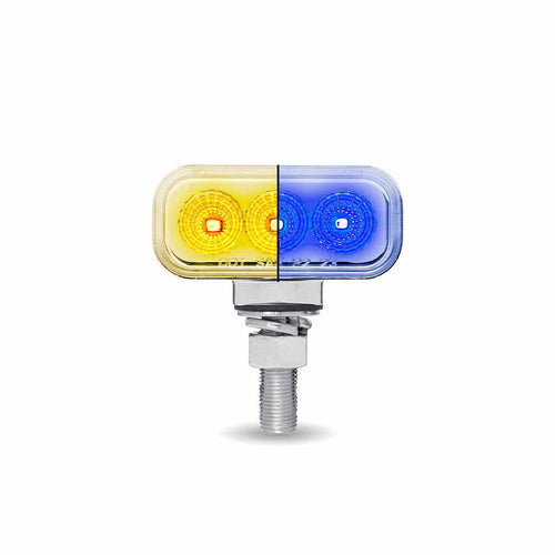 Trux Amber/Red Clearance Marker To Blue Auxiliary 1.5″ X 3″ Mini Double Face Rectangular Light With Reflector LEDs – 20 Diodes