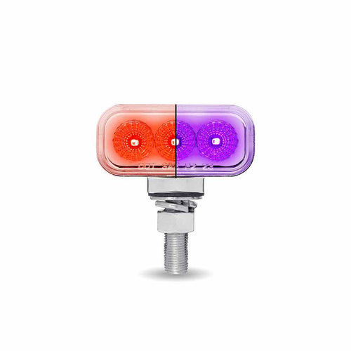 Trux Amber/Red Clearance Marker to Purple Auxiliary 1.5″ x 3″ Mini Double Face Rectangular Light with Reflector LEDs – 20 Diodes