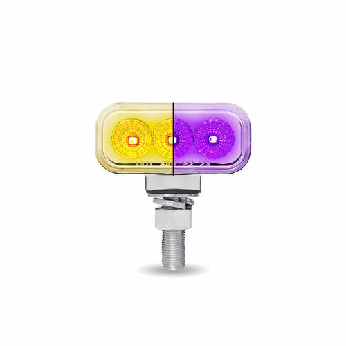 Trux Amber/Red Clearance Marker to Purple Auxiliary 1.5″ x 3″ Mini Double Face Rectangular Light with Reflector LEDs – 20 Diodes