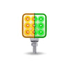 Trux Amber/Red Stop, Turn & Tail to Green Auxiliary 3″ Mini Double Face Square Light with Reflector LEDs – 30 Diodes