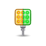 Trux Amber/Red Stop, Turn & Tail to Green Auxiliary 3″ Mini Double Face Square Light with Reflector LEDs – 30 Diodes