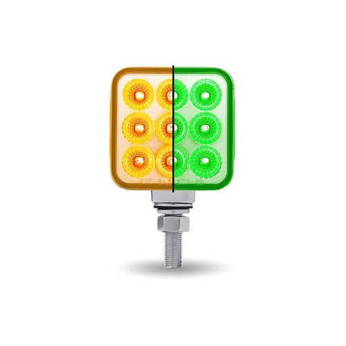 Trux Amber/Red Stop, Turn & Tail to Green Auxiliary 3″ Mini Double Face Square Light with Reflector LEDs – 30 Diodes