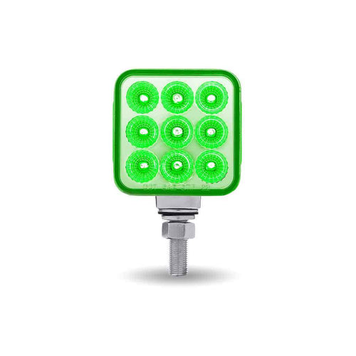 Trux Amber/Red Stop, Turn & Tail to Green Auxiliary 3″ Mini Double Face Square Light with Reflector LEDs – 30 Diodes