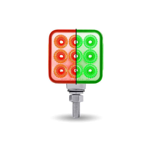 Trux Amber/Red Stop, Turn & Tail to Green Auxiliary 3″ Mini Double Face Square Light with Reflector LEDs – 30 Diodes