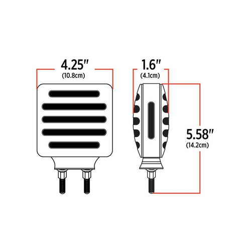 Trux Clear Amber/Red Turn & Marker Double Face Square Flatline LED Light – 80 Diodes