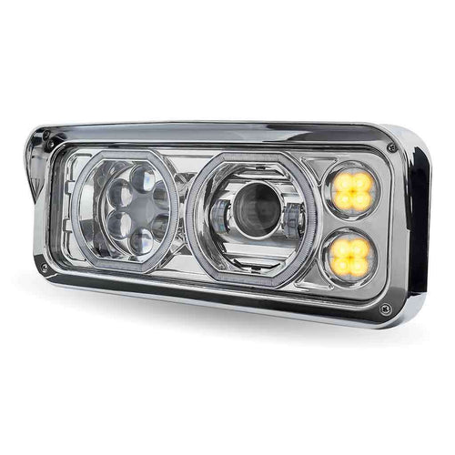 Trux Universal LED Projector Headlight Assembly With Glow Position Halos & Marker LEDs – Chrome (Driver Side)