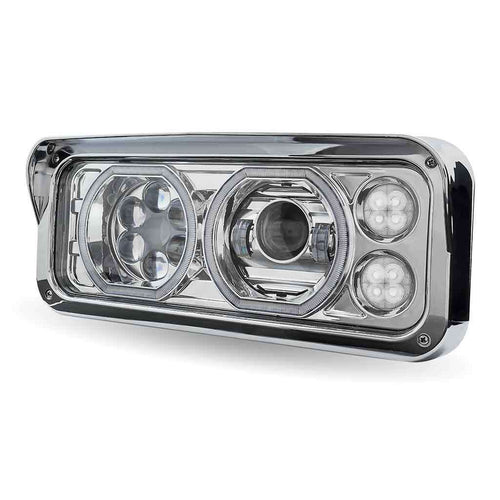 Trux Universal LED Projector Headlight Assembly With Glow Position Halos & Marker LEDs – Chrome (Driver Side)