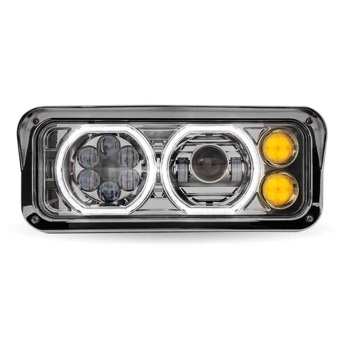 Trux Universal LED Projector Headlight Assembly With Glow Position Halos & Marker LEDs – Chrome (Driver Side)