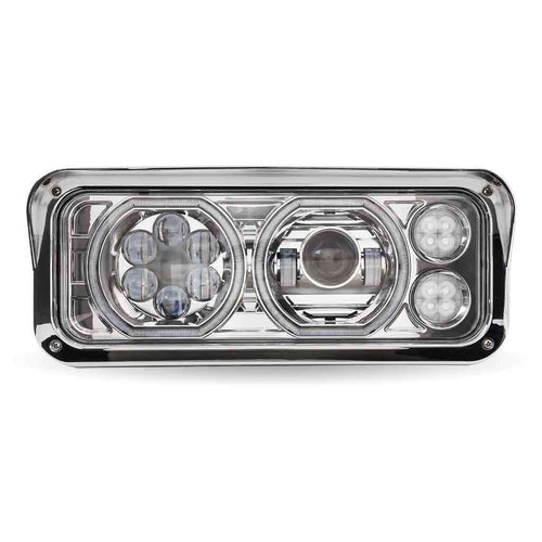 Trux Universal LED Projector Headlight Assembly With Glow Position Halos & Marker LEDs – Chrome (Driver Side)