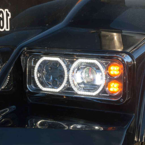 Trux Universal LED Projector Headlight Assembly With Glow Position Halos & Marker LEDs – Chrome (Driver Side)