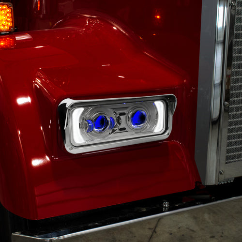 Trux Universal LED Projector Headlight Assembly With Glow Position & Marker LED Accents – Chrome (Passenger Side)