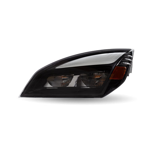 Trux FTL. Cascadia 2018-2025 LED Projector Headlight Assembly with LED Glow Position, Turn & Marker Accent – Black (Driver Side)
