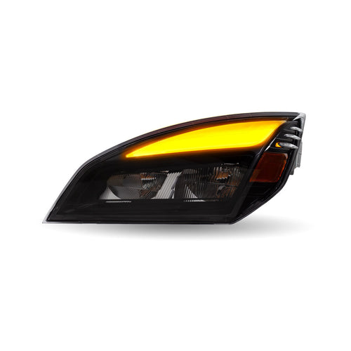 Trux FTL. Cascadia 2018-2025 LED Projector Headlight Assembly with LED Glow Position, Turn & Marker Accent – Black (Driver Side)