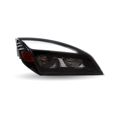 Trux FTL. Cascadia 2018-2025 LED Projector Headlight Assembly with LED Glow Position, Turn & Marker Accent – Black (Passenger Side)