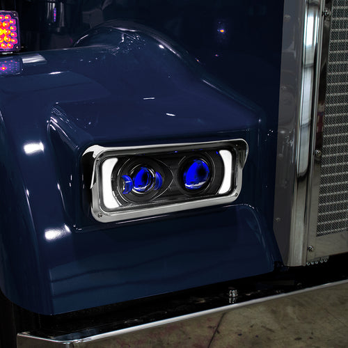 Trux Universal LED Projector Headlight Assembly With Glow Position & Marker LED Accents – Black (Passenger Side)