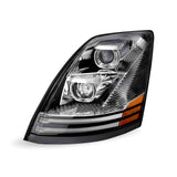 Trux LED Headlights, Volvo Volvo VN/VNL LED Projector Headlight Assembly with LED Glow Position, Turn & Marker Accents – Chrome (Driver Side) 2003-2017