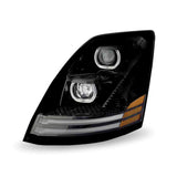 Trux Volvo VN/VNL LED Projector Headlight Assembly with LED Glow Position, Turn & Marker Accents – Black (Driver Side) 2003-2017