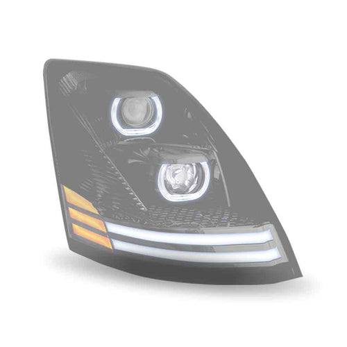 Trux Volvo VN/VNL LED Projector Headlight Assembly with LED Glow Position, Turn & Marker Accents – Black (Passenger Side) 2003-2017