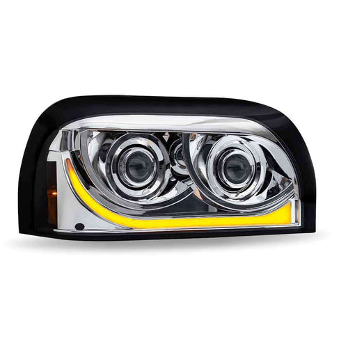 Trux Freightliner Century LED Projector Headlight Assembly with LED Glow Position, Turn & Marker Accent – Chrome (Passenger Side)