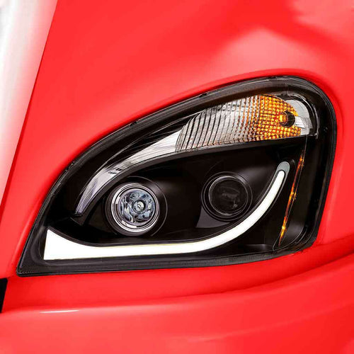 Trux LED Projector Headlight Fits FTL. Cascadia Assembly With LED Glow Position, Turn & Marker Accent – Black (Driver Side)