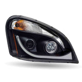 Trux LED Projector Headlight Fits FTL. Cascadia Assembly With LED Glow Position, Turn & Marker Accent – Black (Passenger Side)