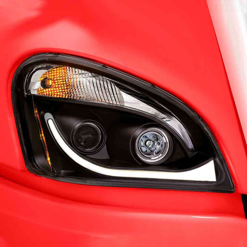 Trux LED Projector Headlight Fits FTL. Cascadia Assembly With LED Glow Position, Turn & Marker Accent – Black (Passenger Side)