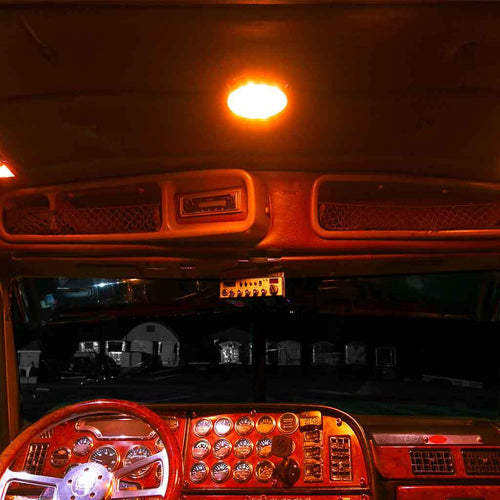 LED Interior Projector Dome 7-Color Cab Light for Peterbilt 379, 378, 377, 375 & 357 Models Black