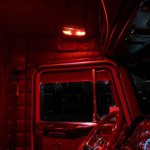 Trux LED Interior Projector Dome & Map 7-Color Cab Light for Peterbilt 379 & 378 Models, Chrome