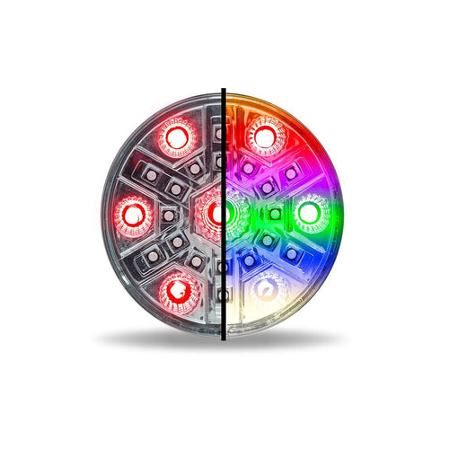 Trux 4″ Red Stop, Turn & Tail with RGB Auxiliary Round LED Light – 24 Diodes