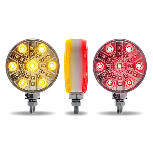 Trux Amber / Red Stop, Turn & Tail with RGB Auxiliary Double Face Round LED Light – 54 Diodes