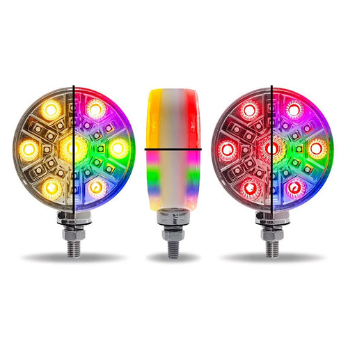 Trux Amber / Red Stop, Turn & Tail with RGB Auxiliary Double Face Round LED Light – 54 Diodes