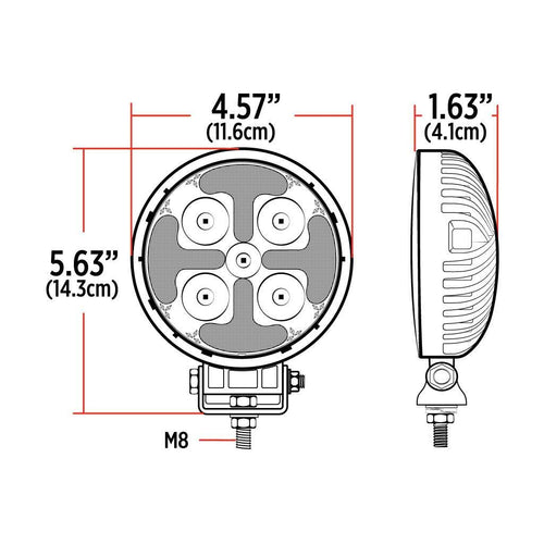 Trux 4.5″ Round LED Work Lamp With Strobe Function – Spot Beam | 1800 Lumens