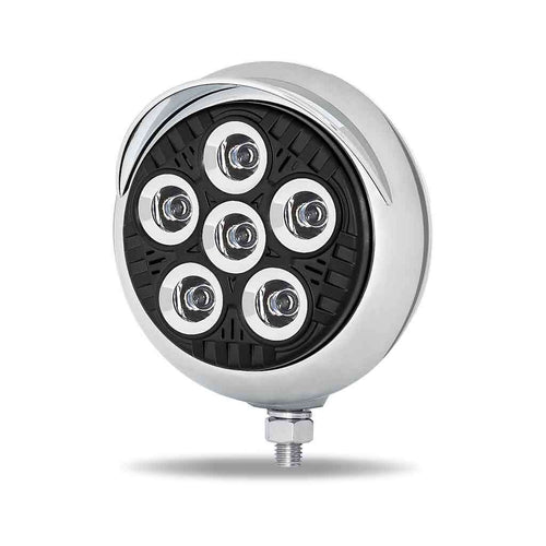 Trux 5″ Legacy Series Chrome/Black Round LED Work Light with Sleek Housing & 4 Position Visor – Spot Beam | 2000 Lumens