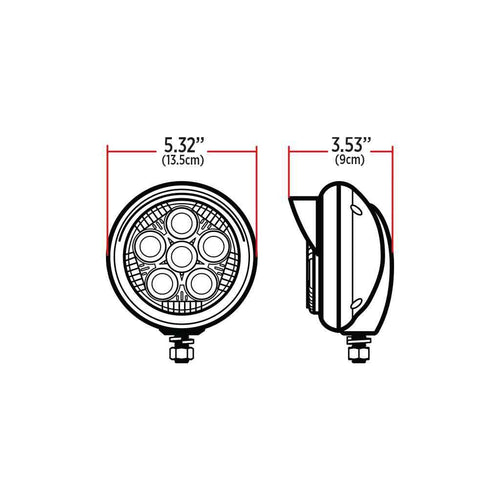 Trux 5″ Legacy Series Chrome/Black Round LED Work Light with Sleek Housing & 4 Position Visor – Spot Beam | 2000 Lumens