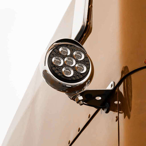 Trux 5″ Legacy Series Chrome/Black Round LED Work Light with Sleek Housing & 4 Position Visor – Spot Beam | 2000 Lumens