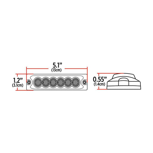 Trux Class 1 Warning Series Surface Mount Slim LED Directionals – Amber Strobe | 36 Flash Patterns | 6 Diodes