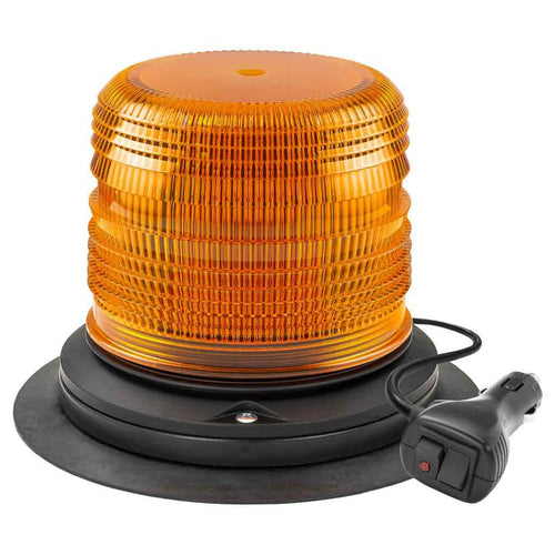 Trux Class 1 Beacon Medium Profile Vacuum Magnet Mount LED Warning Light – Dual Switch Cigarette Plug | 36 Flash Patterns