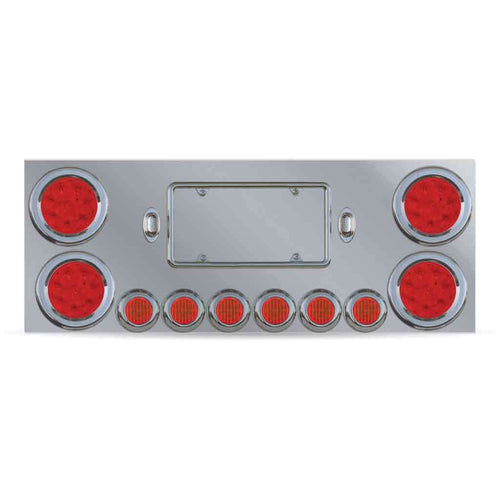 Trux LED Rear Center Panel – 4″ & 2″ LEDs (Red Lens) | Stainless Steel