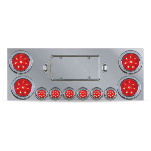 Trux LED Rear Center Panel – 4″ & 2″ LEDs (Red Lens) | Stainless Steel