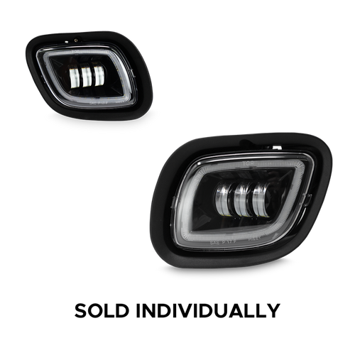 LED Projector Fog Light With Black Housing, Fits Freightliner Cascadia