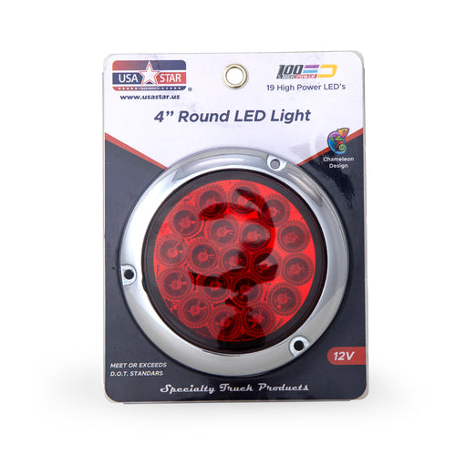 4” Led Light With Flange Mount (Red/Red Lens)