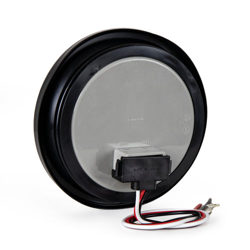4” Round Light W/ Black Rubber Grommet & Pigtail 10 Pcs LED, Red/Red 12V