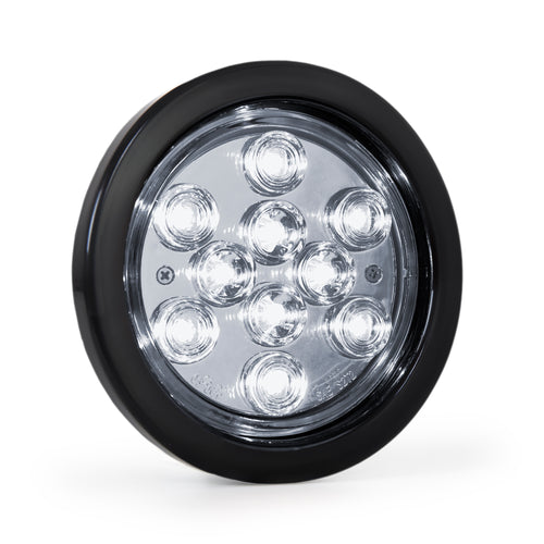 4” Round Light W/ Black Rubber Grommet & Pigtail 10 Pcs LED, White 12V