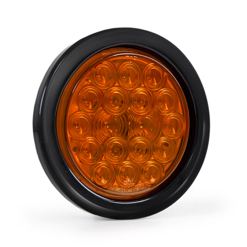 4”Round Light With Black Rubber Grommet And Pigtail 18Pcs LED,Amber/Amber 12V