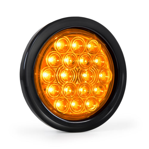 4”Round Light With Black Rubber Grommet And Pigtail 18Pcs LED,Amber/Amber 12V